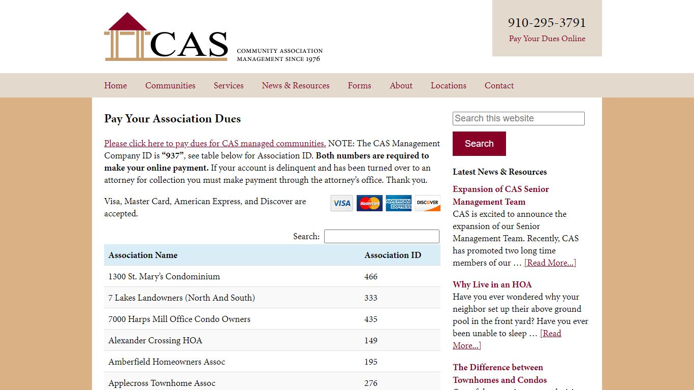 Pay Your Association Dues - Community Association Services, Inc.